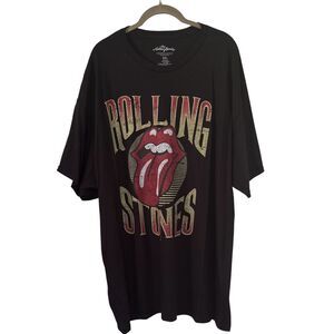 Rolling Stones Graphic Band Tee Tongue Logo Black 2XL Vintage Style Cotton